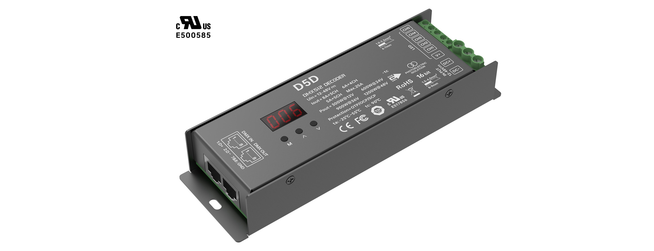 5CH CV DMX/RDM Decoder Max D5D（RJ45 DMX interfaces）