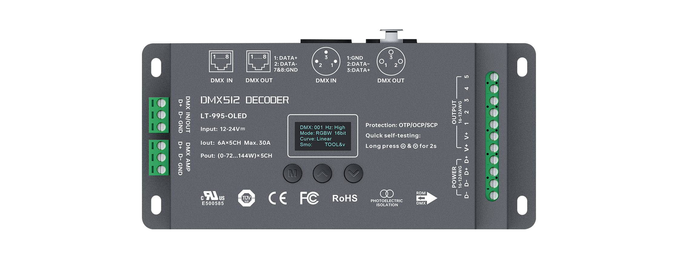 5CH CV DMX Decoder LT-995-OLED